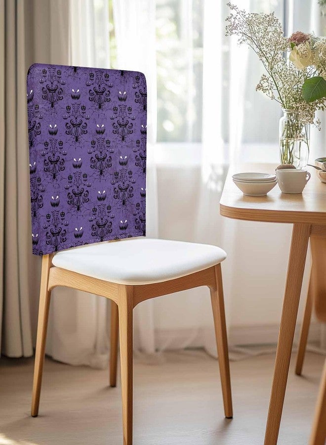 LooPoP Halloween Chair Covers Set of 4 Ghost Grimace Pumpkin Chair Slipcover Protector Removable Stretch Chair Covers Horror Night Purple Black Chair Back Covers for Dining Chairs Kitchen Dinner Holiday - Image 5